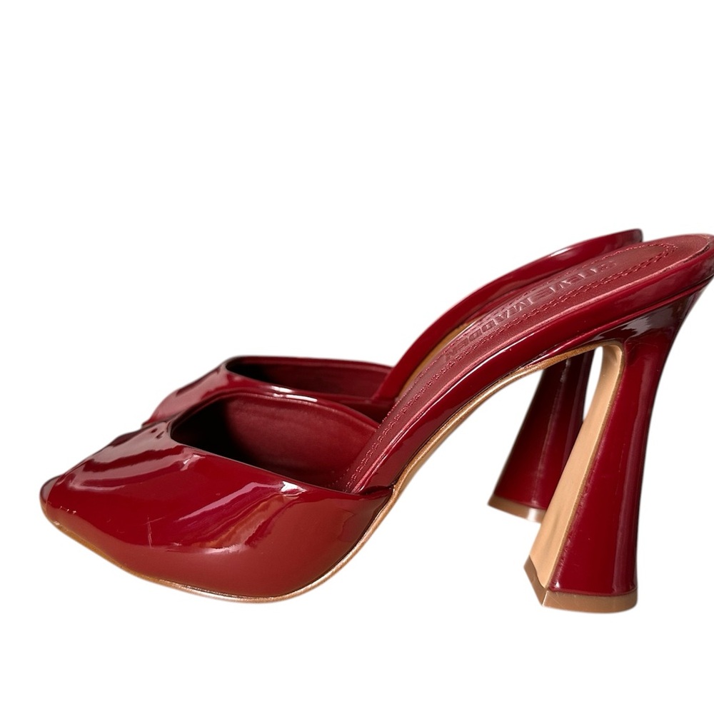 Steve Madden Red Patent Peep-Toe Mules - Picture 2 of 5